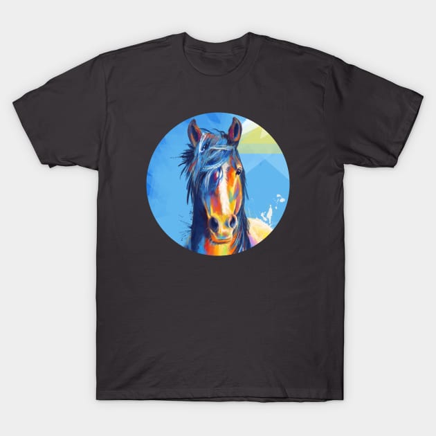 Horse Beauty - Colorful Portrait T-Shirt by Flo Art Studio